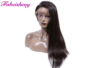 Silky Lurus Virgin Hair Front Lace Wig Bleach Knots Kepadatan 200%